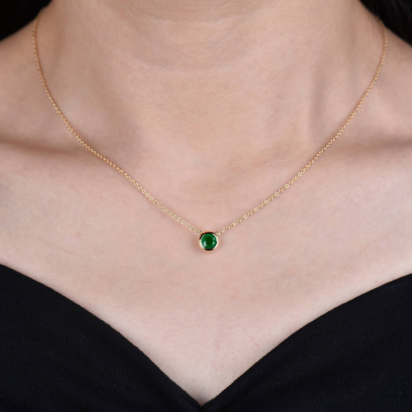 Natural Green Emerald Pendant, 0.57 Ct. TW