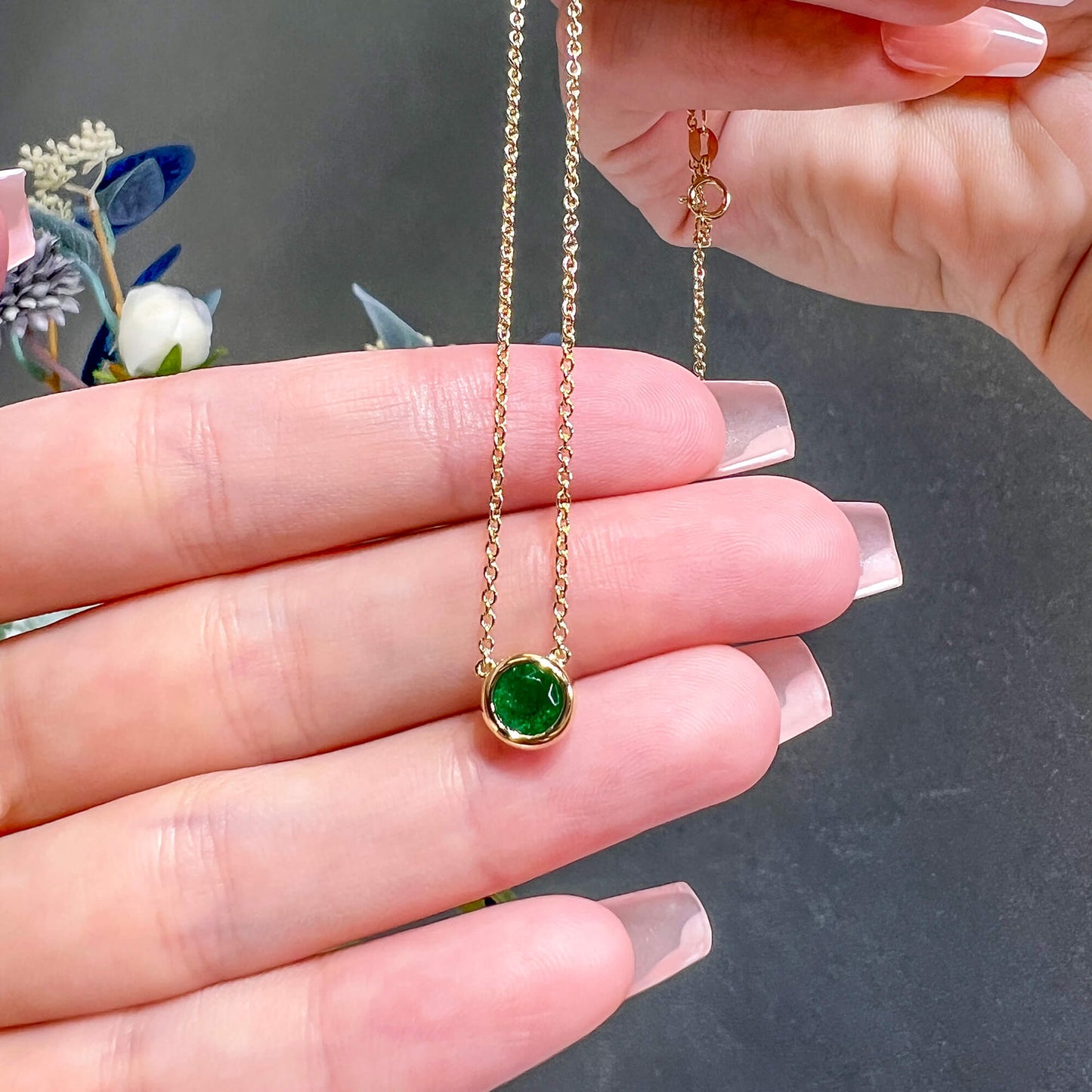 Natural Green Emerald Pendant, 0.57 Ct. TW