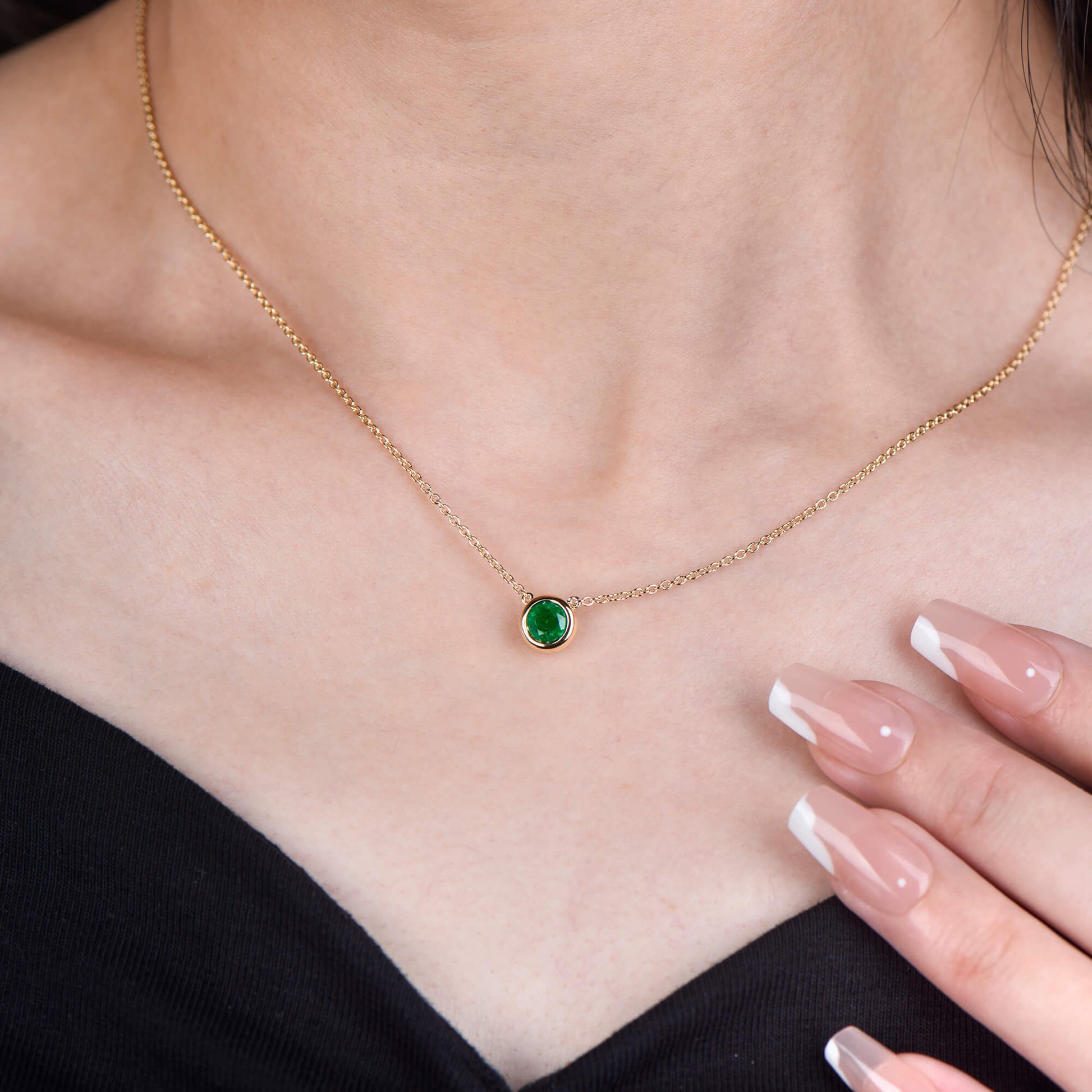 Natural Green Emerald Pendant, 0.57 Ct. TW