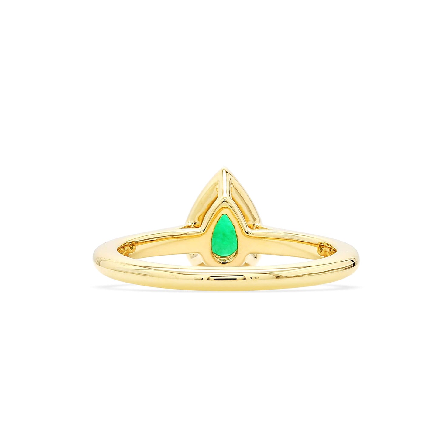 Natural Green Emerald Halo Ring, 18K Yellow Gold, Pear Shape, 0.57 Ct. TW
