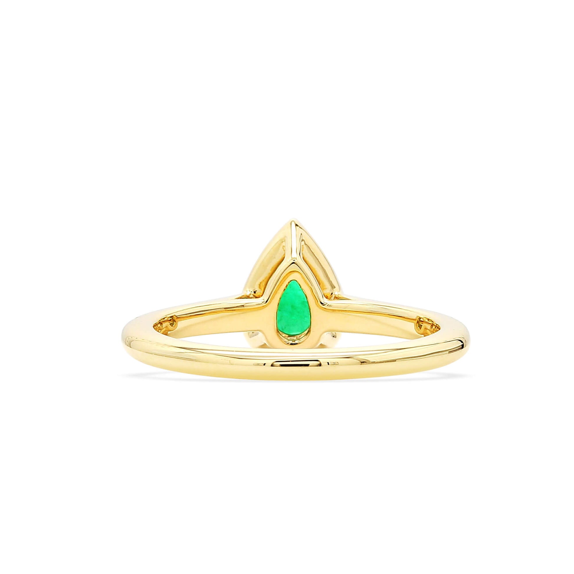Natural Green Emerald Halo Ring, 18K Yellow Gold, Pear Shape, 0.57 Ct. TW
