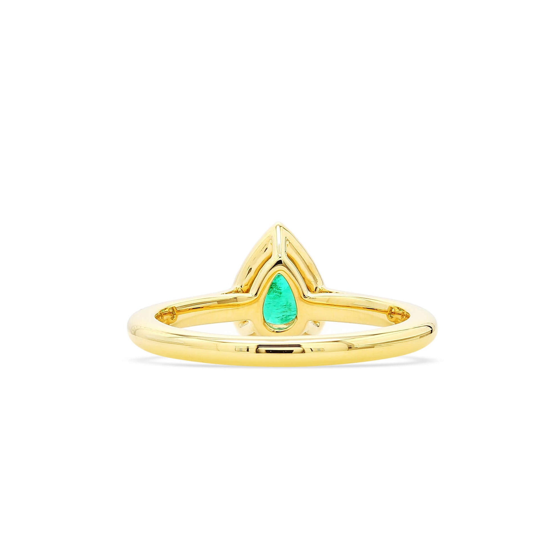 Natural Green Emerald Halo Ring, 18K Yellow Gold, Pear Shape, 0.63 Ct. TW