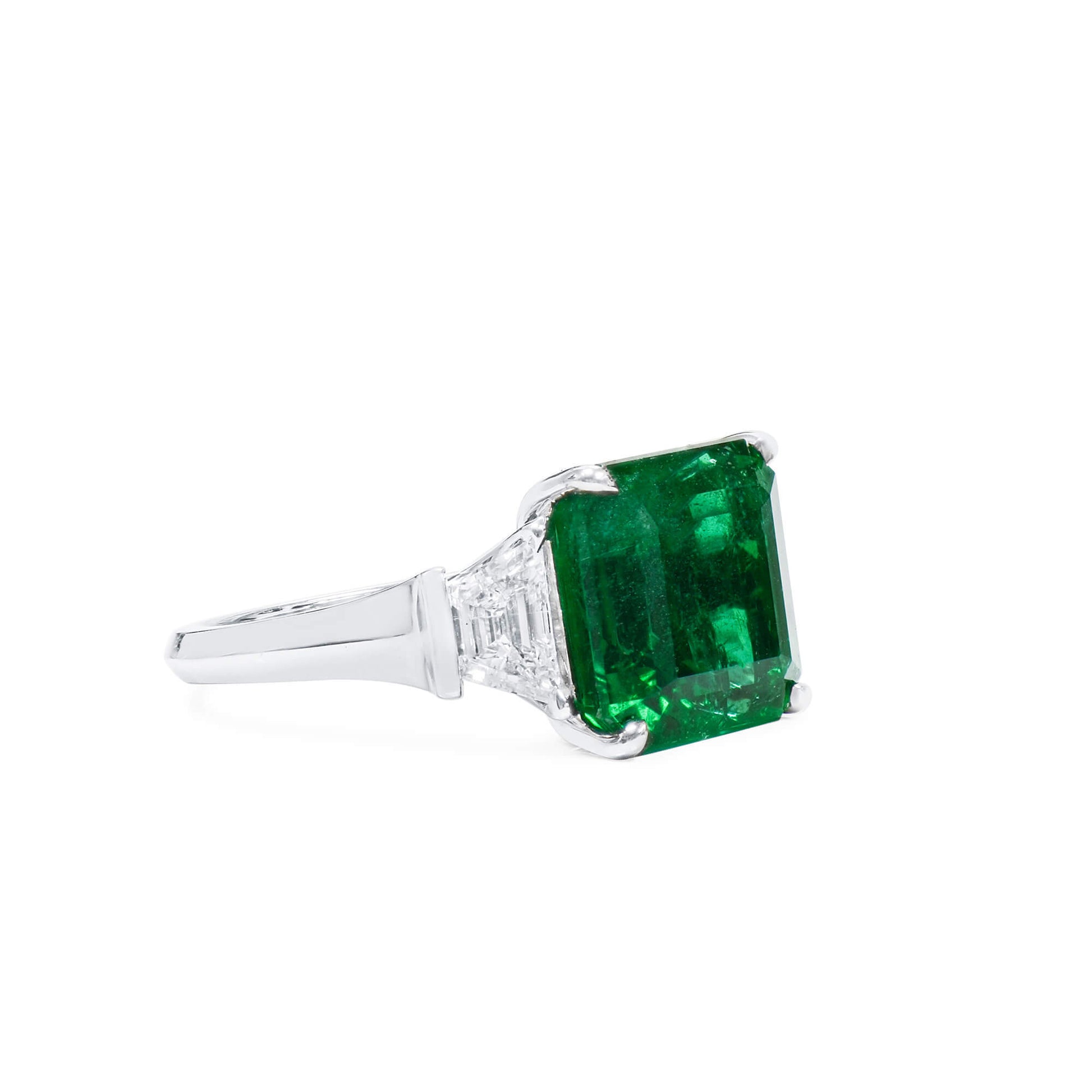 Natural Green Zambia Emerald Ring, 8.56 Ct. TW, Radiant shape, GRS Certified