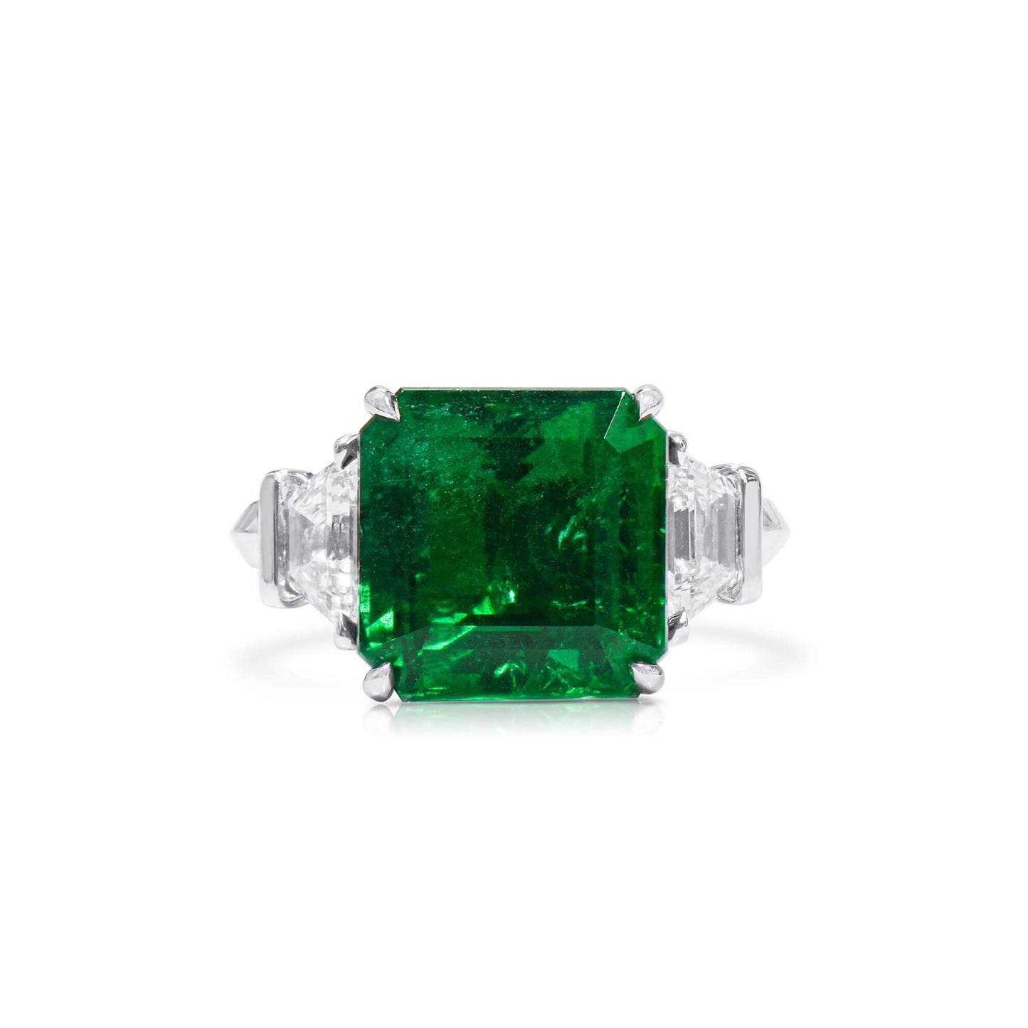 Natural Green Zambia Emerald Ring, 8.56 Ct. TW, Radiant shape, GRS Certified