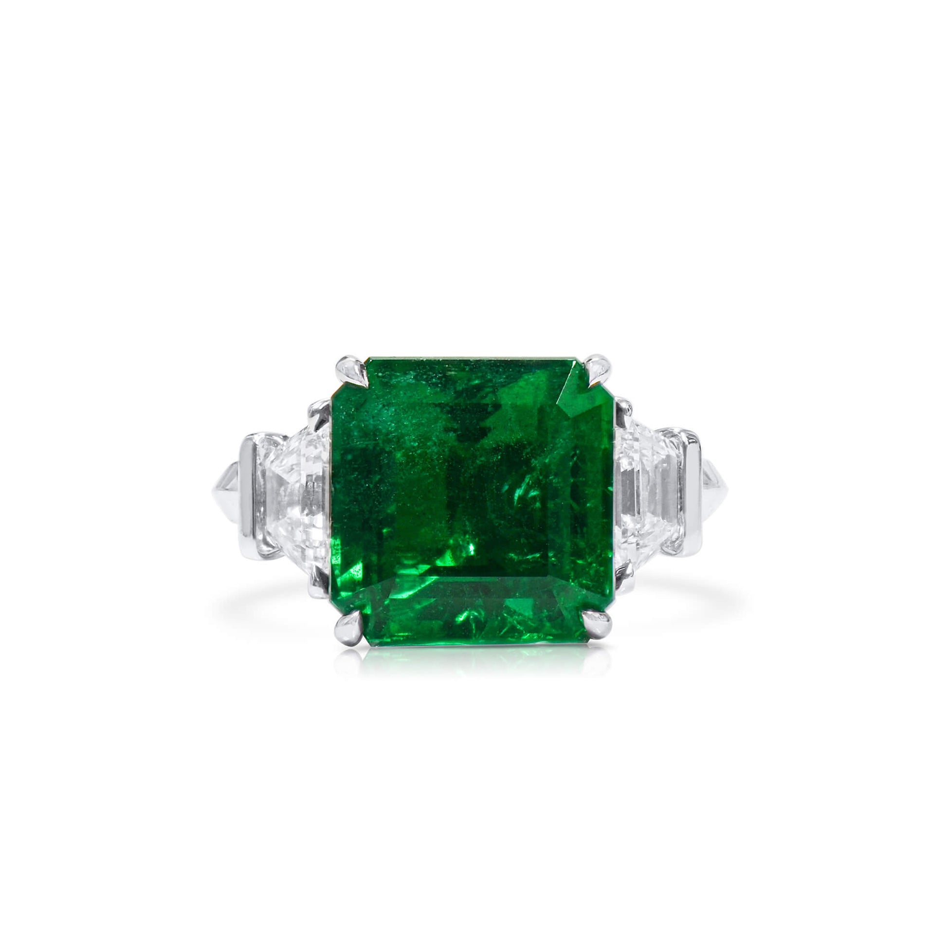 Natural Green Zambia Emerald Ring, 8.56 Ct. TW, Radiant shape, GRS Certified
