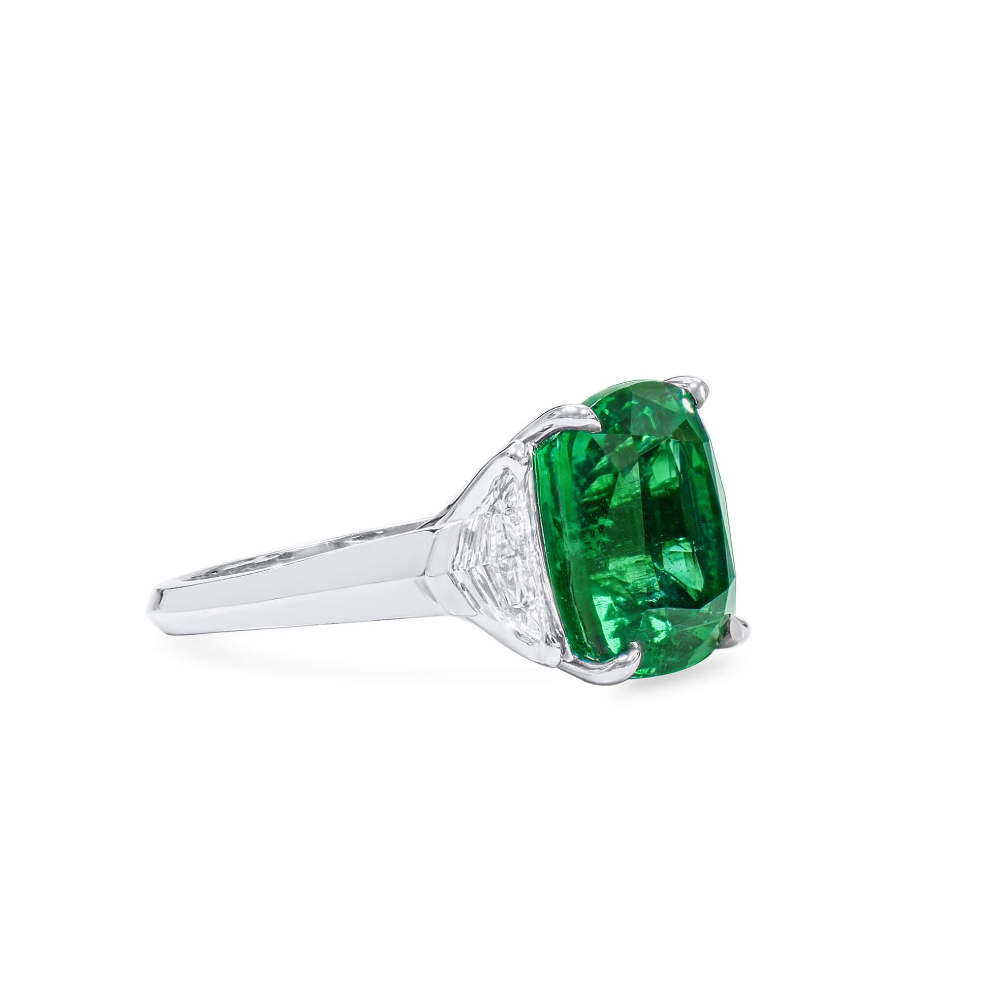 Natural Green Zambia Emerald Ring, 9.46 Ct. TW, Radiant shape, GIA Certified