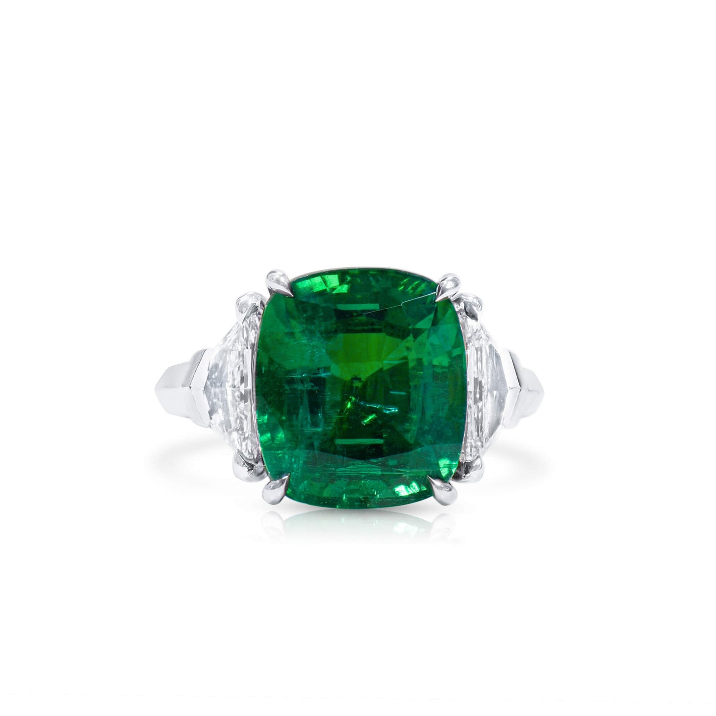 Natural Green Zambia Emerald Ring, 9.46 Ct. TW, Radiant shape, GIA Certified