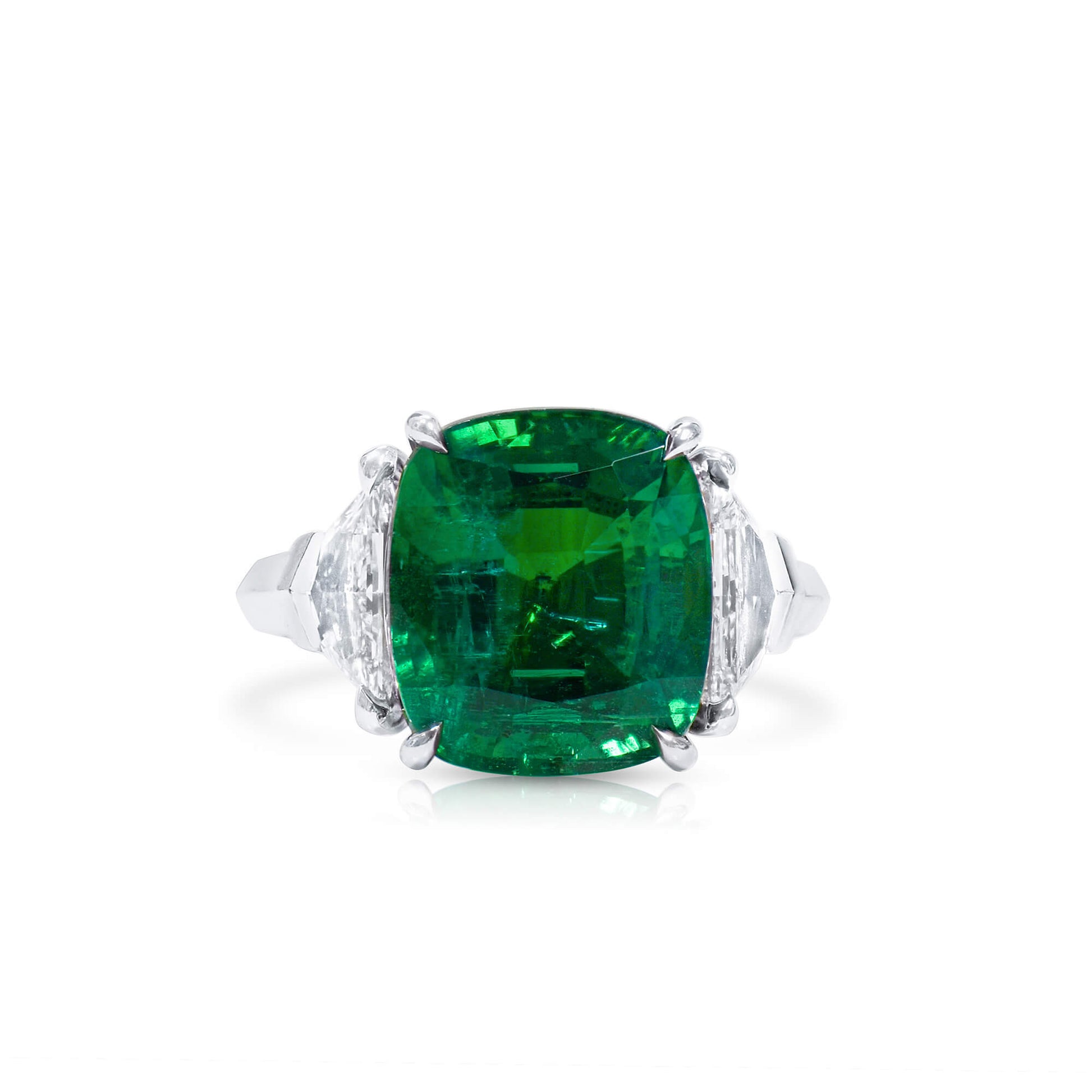 Natural Green Zambia Emerald Ring, 9.46 Ct. TW, Radiant shape, GIA Certified