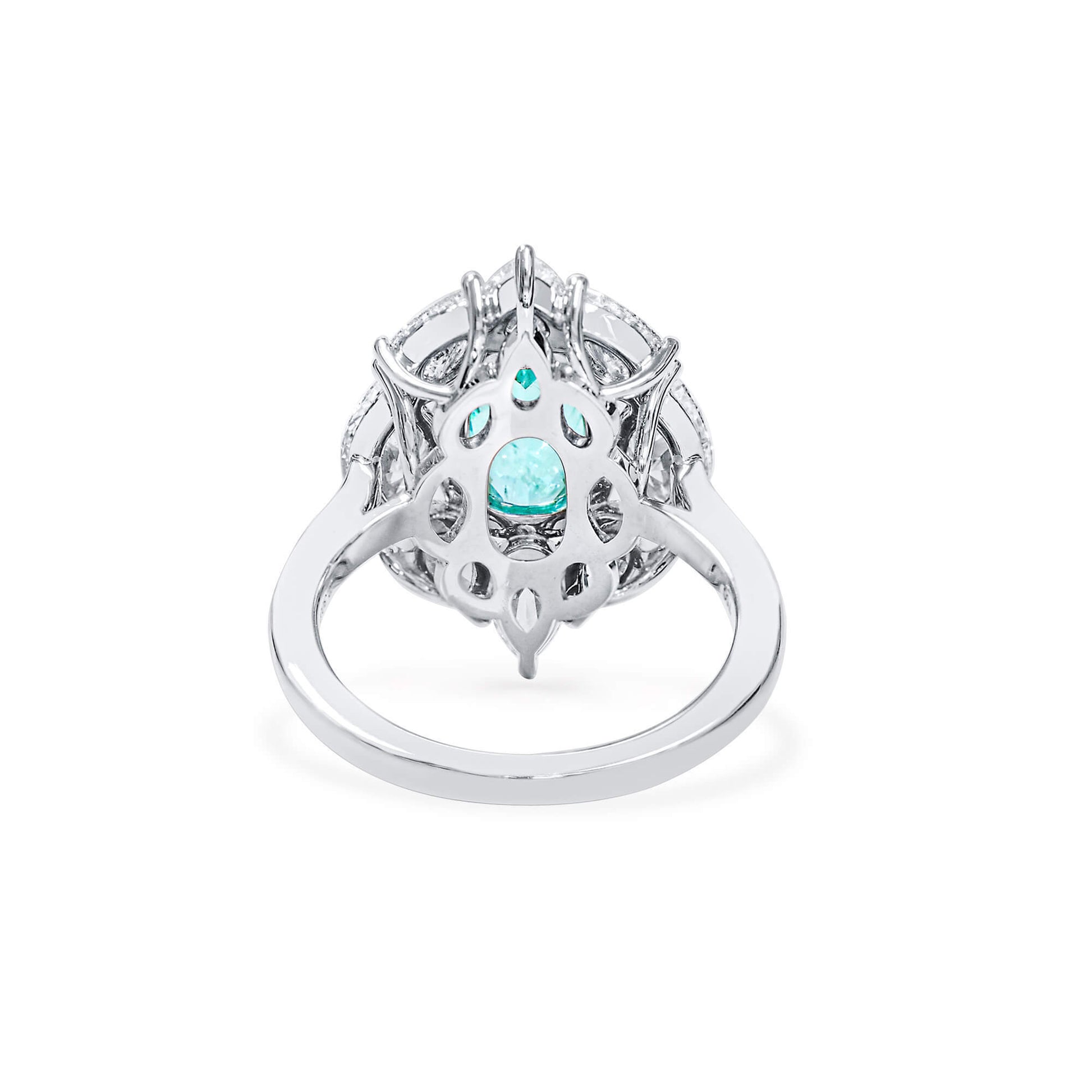 Natural Greenish-blue Mozambique Tourmaline Ring, 6.18 Ct. TW, Cushion shape, GRS Certified