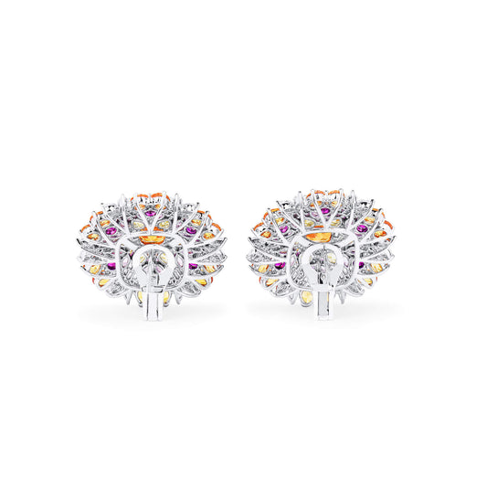 Natural Mix Sapphire Earrings, 15.67 Ct. TW