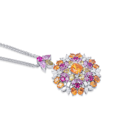 Natural Mix Sapphire Pendant, 8.95 Ct. TW