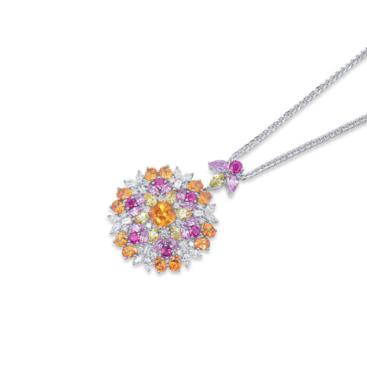 Natural Mix Sapphire Pendant, 8.95 Ct. TW