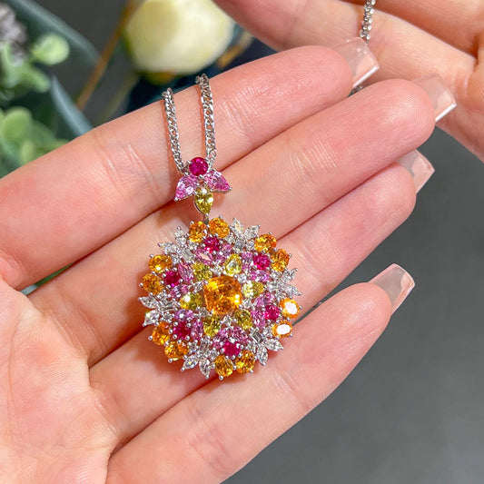 Natural Mix Sapphire Pendant, 8.95 Ct. TW