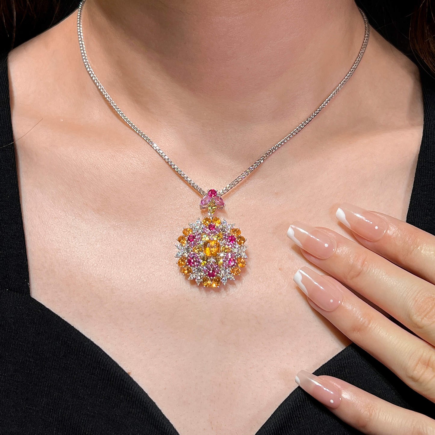 Natural Mix Sapphire Pendant, 8.95 Ct. TW