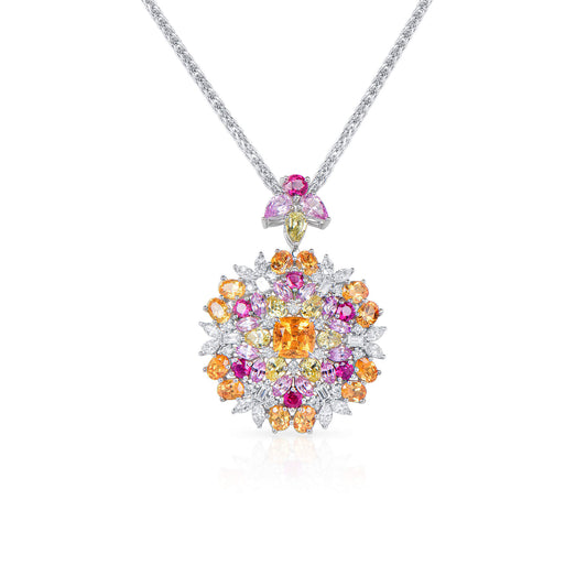 Natural Mix Sapphire Pendant, 8.95 Ct. TW