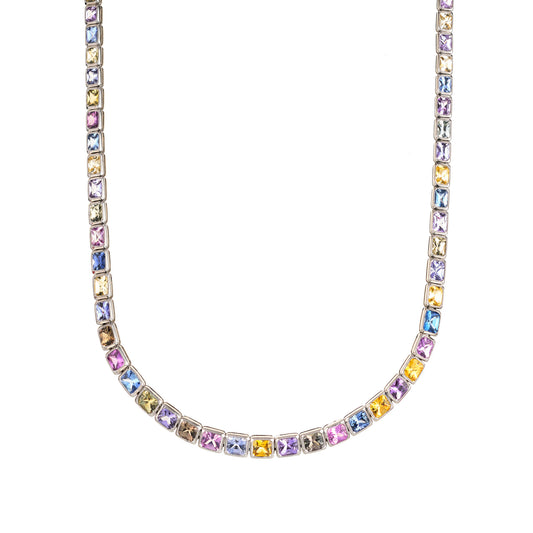 Natural Mixed Colors Sapphire Necklace, 31.45 Carat, Cushion Shape