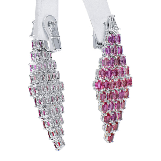 Natural Pink-purple Ruby Earrings, 14.44 Ct. TW, Oval shape, IGI Certified