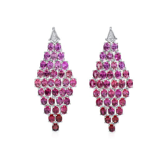 Natural Pink-purple Ruby Earrings, 14.44 Ct. TW, Oval shape, IGI Certified
