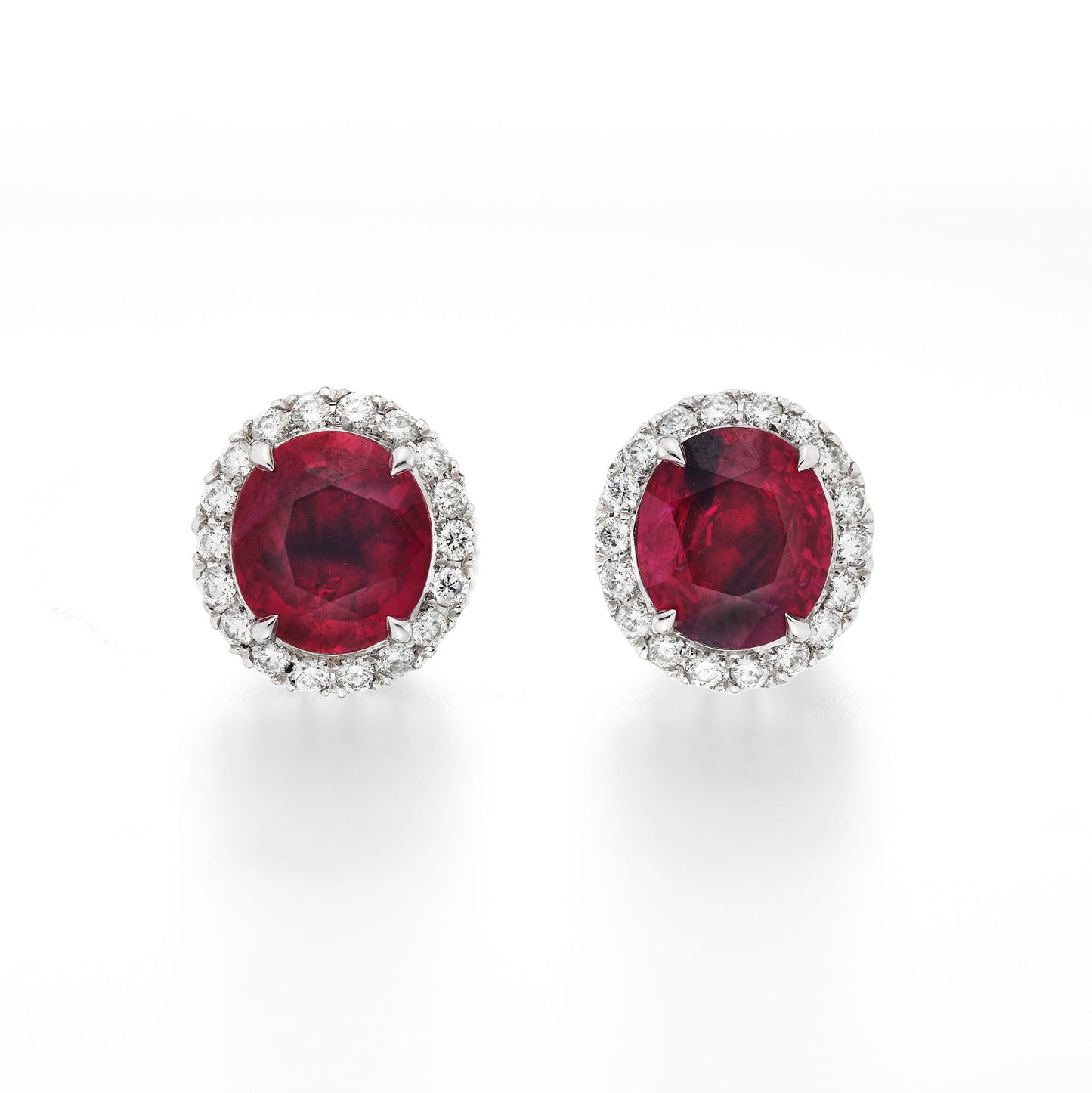 Natural Red Burma Ruby Earrings, 3.21 Ct. TW, Oval shape, AGL Certified