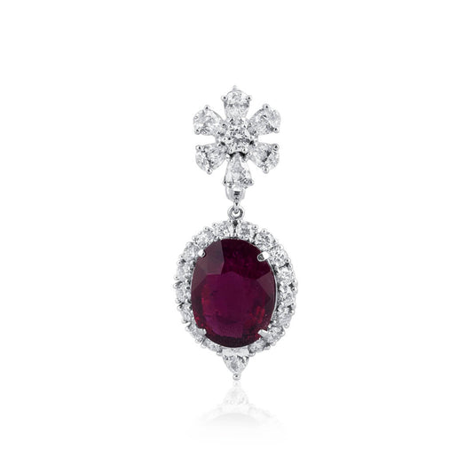 Natural Red Rubellite Earrings, 13.49 Ct. TW, Oval shape, IGL Certified