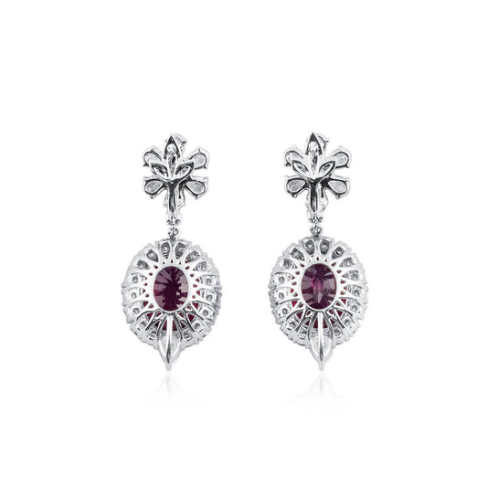Natural Red Rubellite Earrings, 13.49 Ct. TW, Oval shape, IGL Certified
