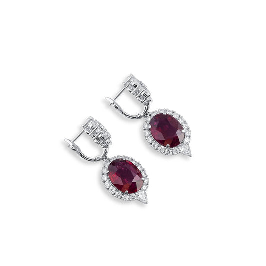 Natural Red Rubellite Earrings, 13.49 Ct. TW, Oval shape, IGL Certified
