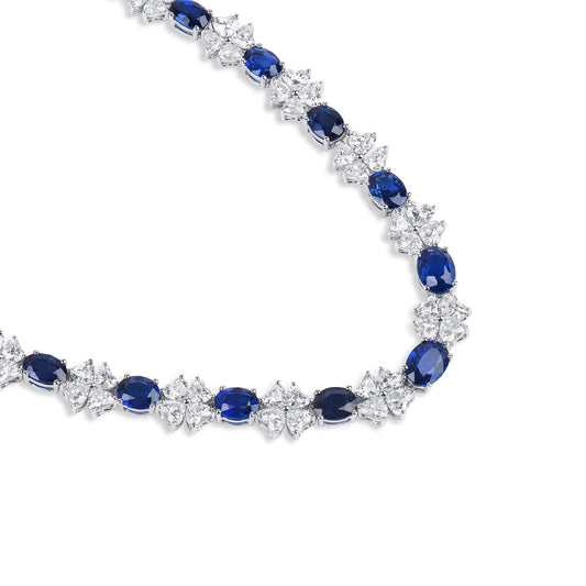 Natural Royal Blue Burma Sapphire And Diamond Necklace, 17.34 Ct. (33.03 Ct. TW), 26615505, Unheated