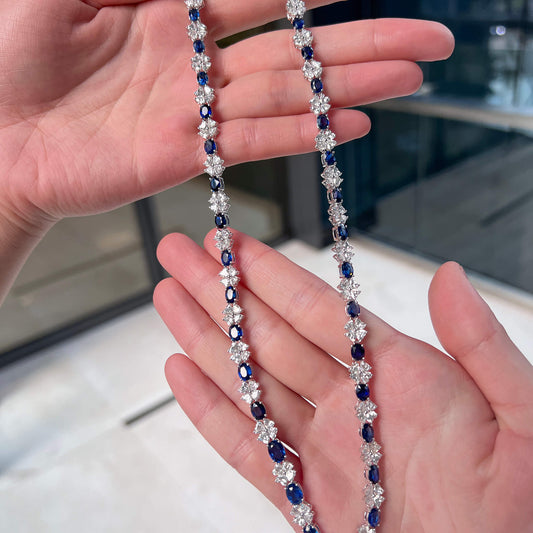 Natural Royal Blue Burma Sapphire And Diamond Necklace, 17.34 Ct. (33.03 Ct. TW), 26615505, Unheated