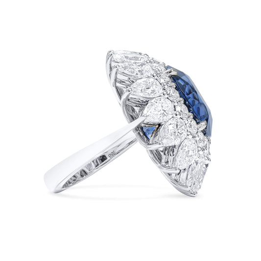 Natural Vivid Blue Burma Sapphire Ring, 30.31 Ct. TW, Oval shape GRS Certified