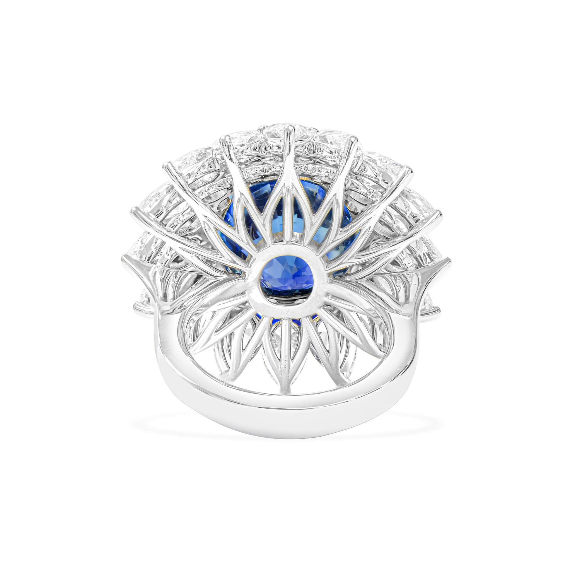 Natural Vivid Blue Burma Sapphire Ring, 30.31 Ct. TW, Oval shape GRS Certified