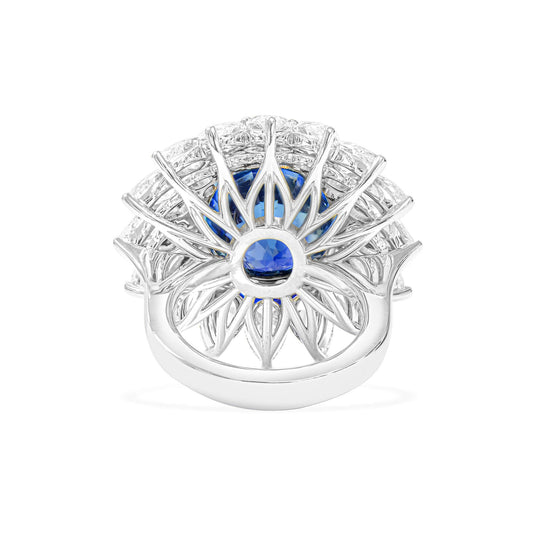 Natural Vivid Blue Burma Sapphire Ring, 30.31 Ct. TW, Oval shape GRS Certified