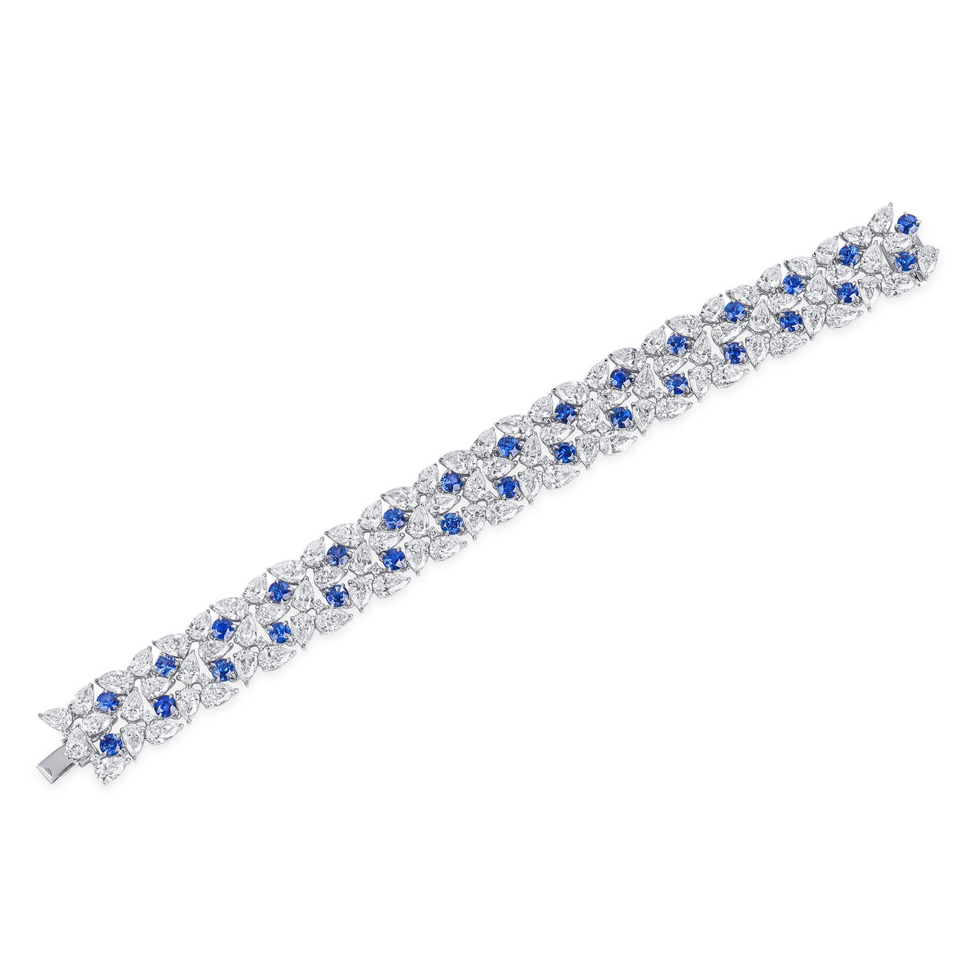 Natural Vivid Blue Sapphire Bracelet, 32.60 Ct. TW