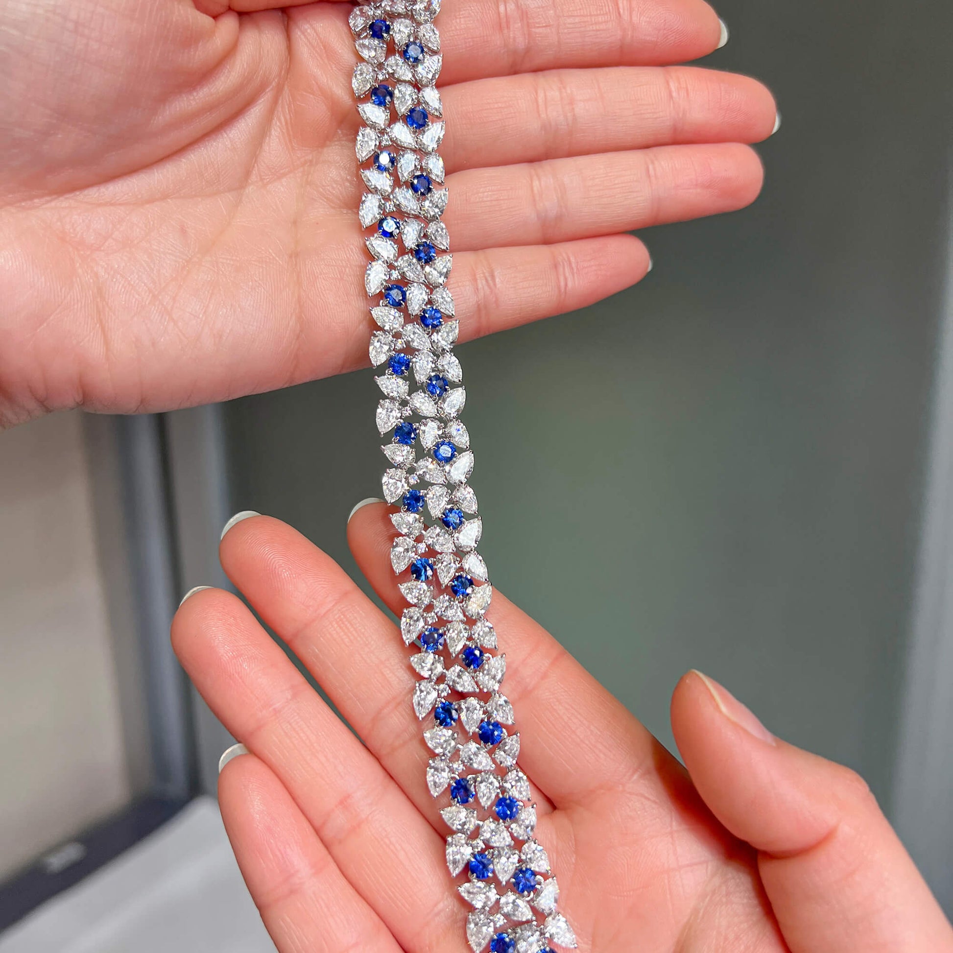 Natural Vivid Blue Sapphire Bracelet, 32.60 Ct. TW