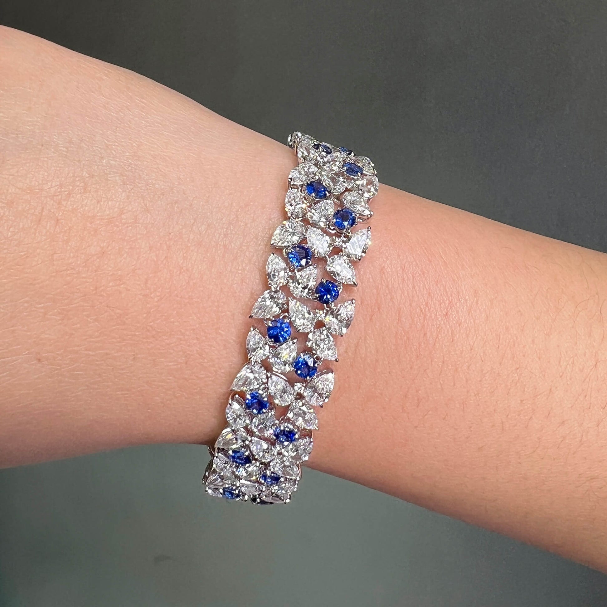Natural Vivid Blue Sapphire Bracelet, 32.60 Ct. TW