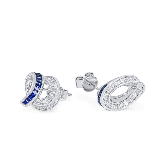 Natural Vivid Blue Sapphire And Diamond Earrings, 3.31 Ct. TW