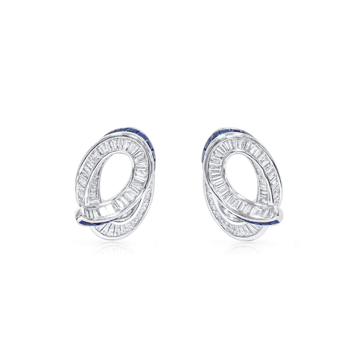 Natural Vivid Blue Sapphire And Diamond Earrings, 3.31 Ct. TW