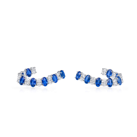 Natural Vivid Blue Sapphire Earrings, 6.67 Ct. TW