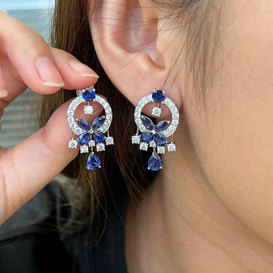 Vivid Blue Sapphire Earrings, 8.47 Ct. TW