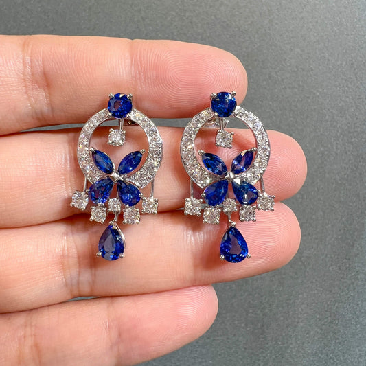 Vivid Blue Sapphire Earrings, 8.47 Ct. TW