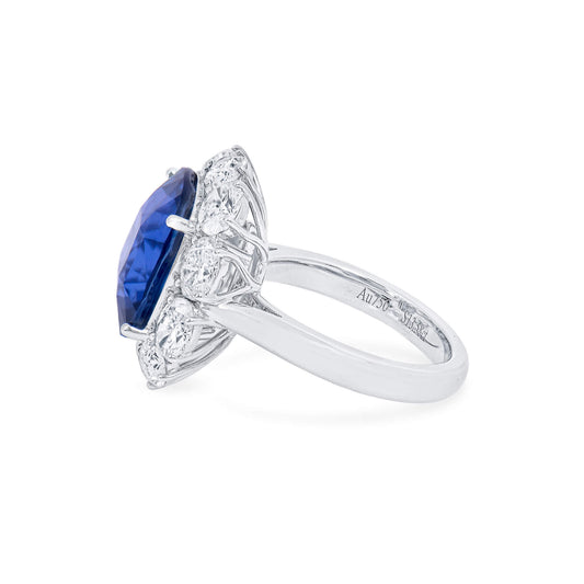 Natural Vivid Blue Sapphire Ring, 16.66 Ct. TW, Cushion shape, GRS Certified