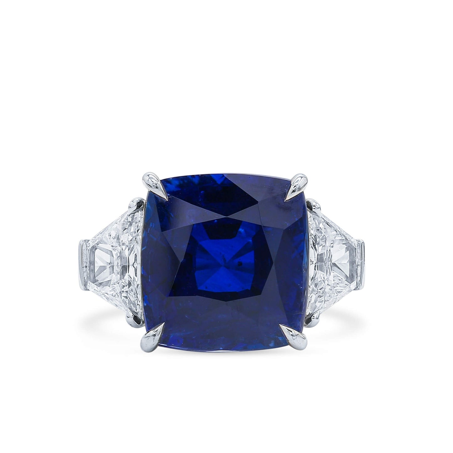 Natural Vivid Blue Sapphire Ring, 21.13 Ct. TW, Cushion shape SSEF Certified