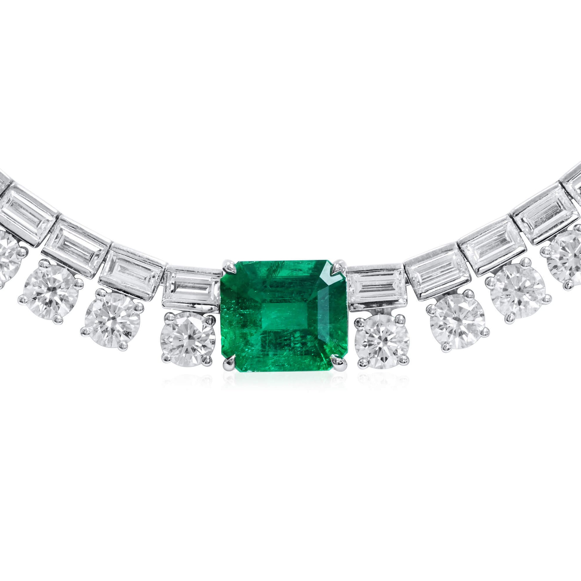 Natural Vivid Green Colombia Emerald and Diamond Necklace, 2.25 CT. (19.42 CT. TW), CDC2201340