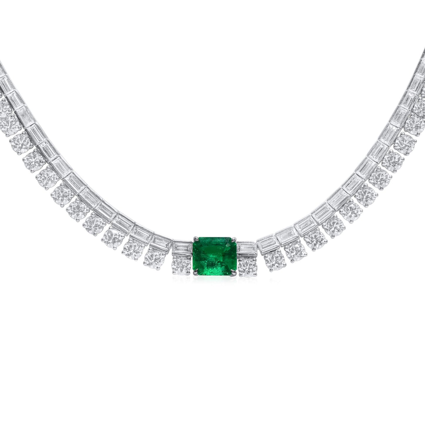 Natural Vivid Green Colombia Emerald and Diamond Necklace, 2.25 CT. (19.42 CT. TW), CDC2201340