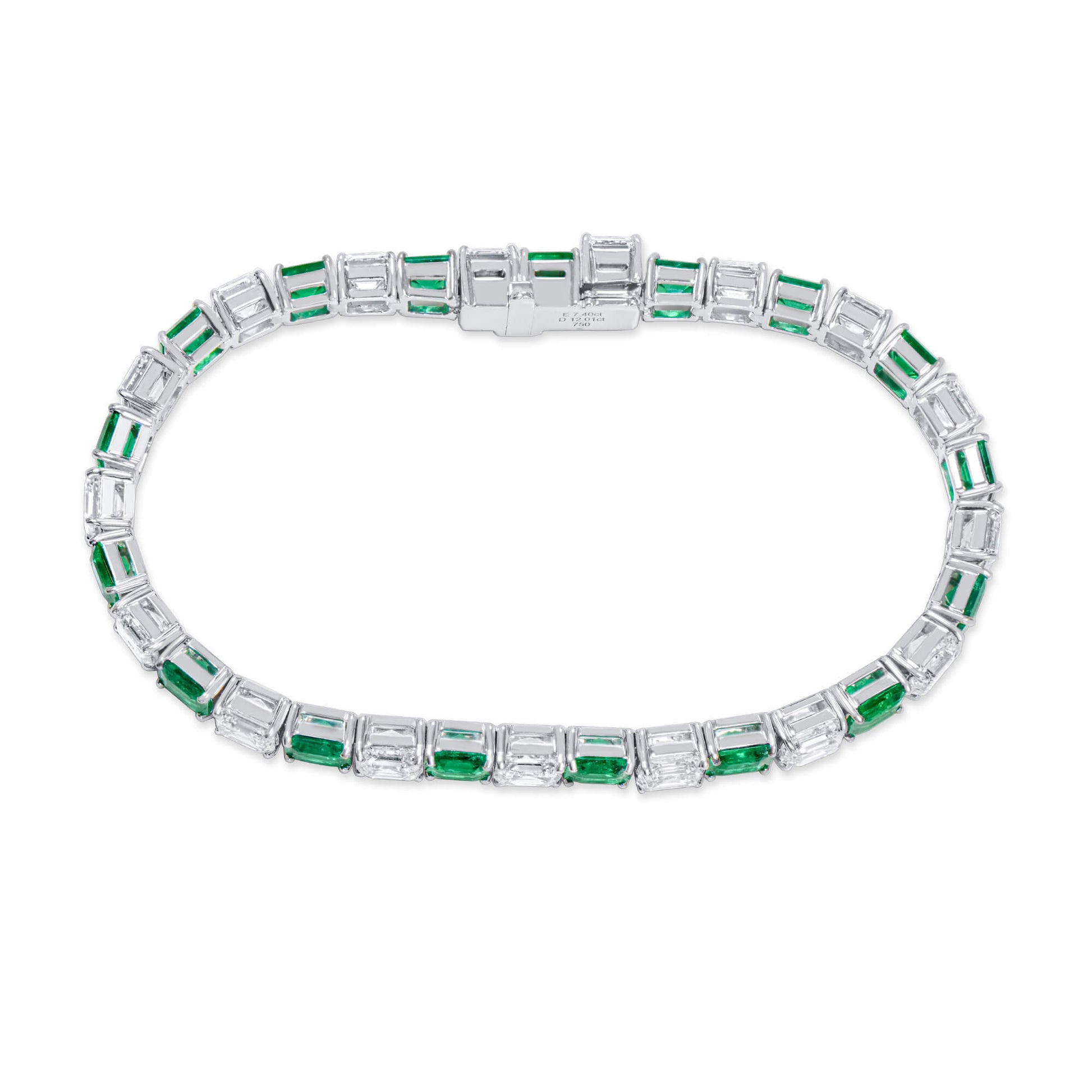 Natural Colombian Emerald And Diamond Bracelet, 18K White Gold, 19.41 Ct. TW