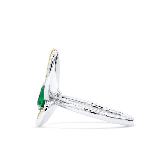 Natural Vivid Green Colombian Emerald Ring, 18K White Gold, Cushion Shape, 2.16 Ct. TW