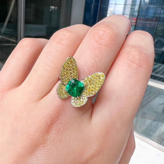 Natural Vivid Green Colombian Emerald Ring, 18K White Gold, Cushion Shape, 2.16 Ct. TW