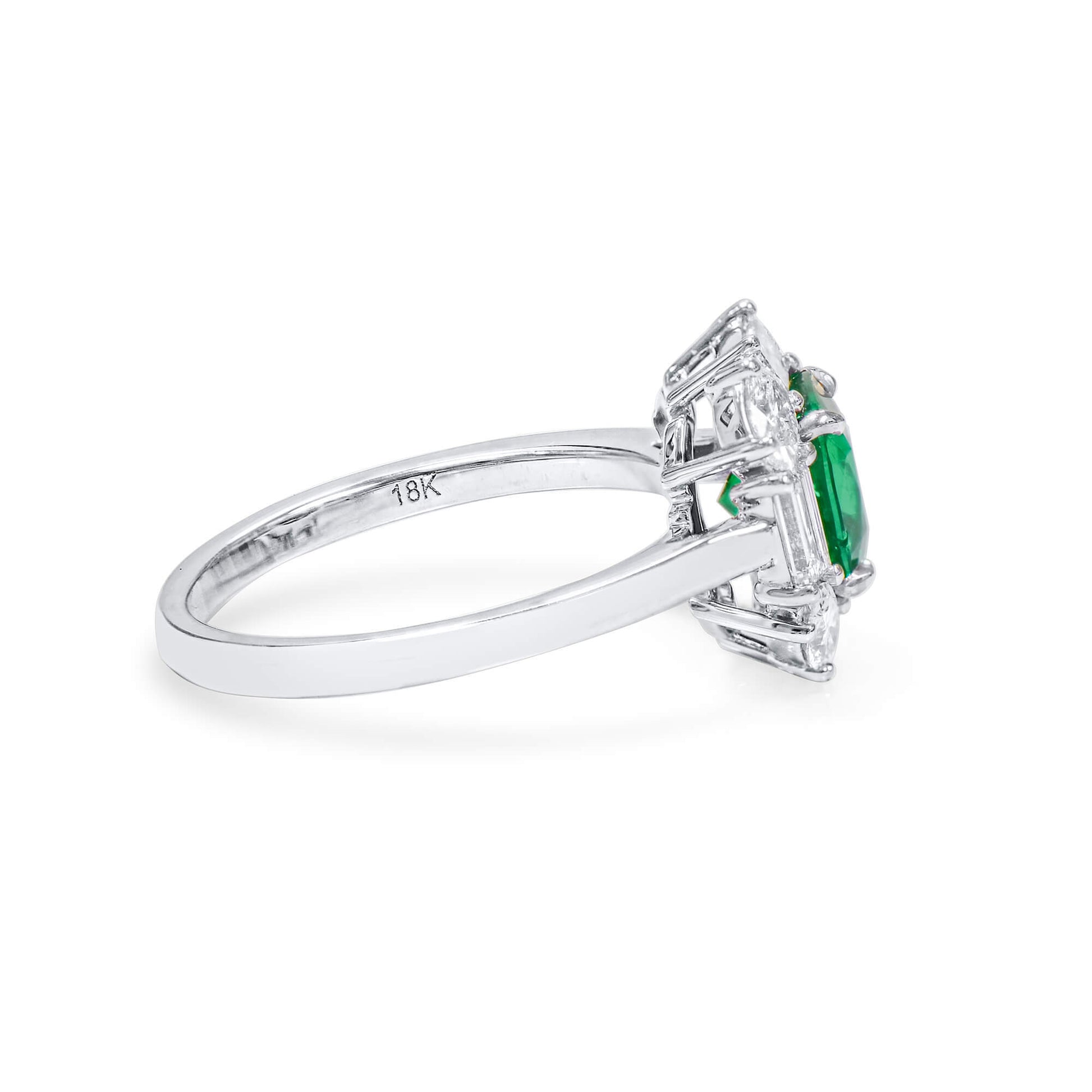 Natural Vivid Green Colombian Emerald Halo Ring, 18K White Gold, Cushion Shape, 2.70 Ct. TW