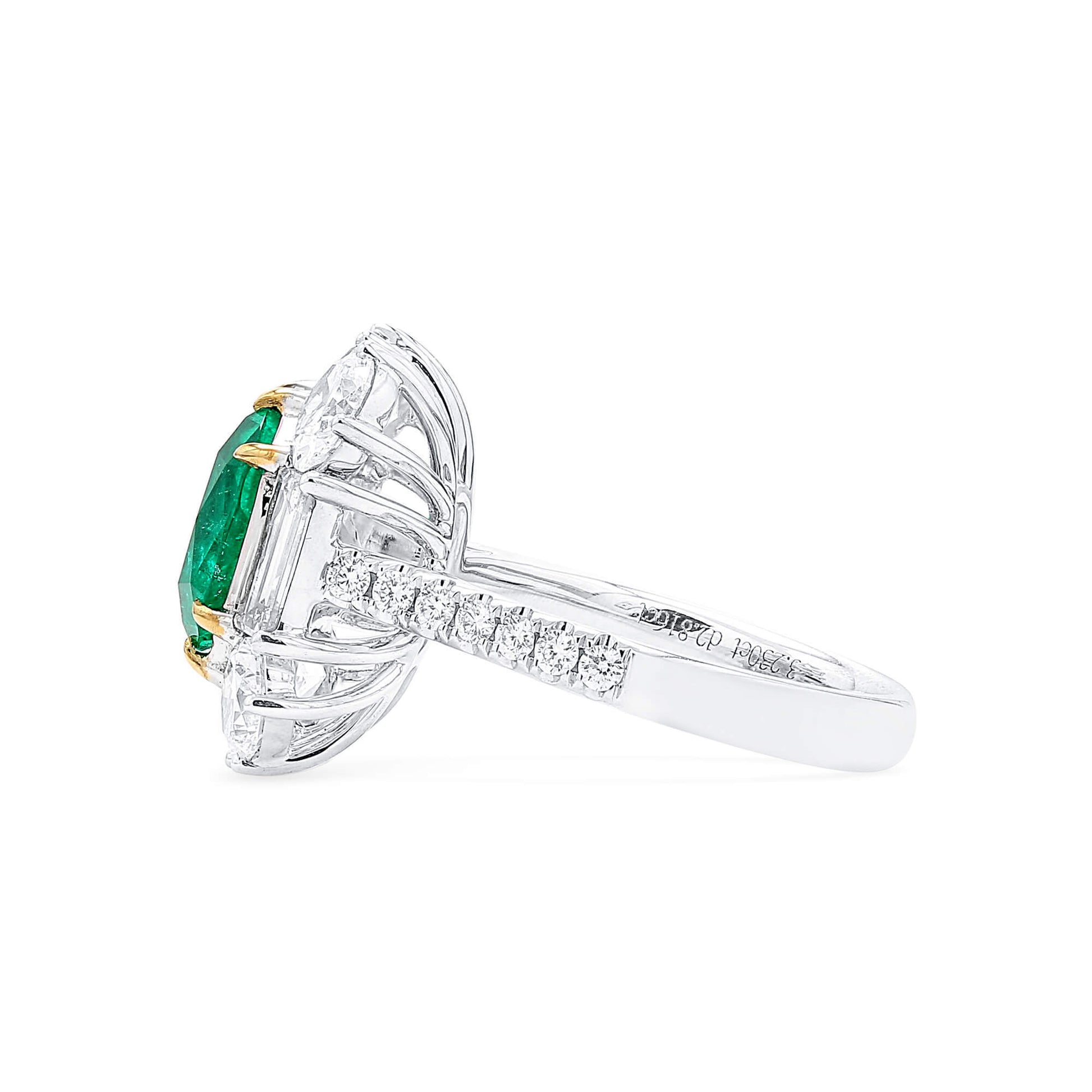 Natural Vivid Green Colombia Emerald Ring, 6.06 Ct. TW, Cushion shape, GRS Certified