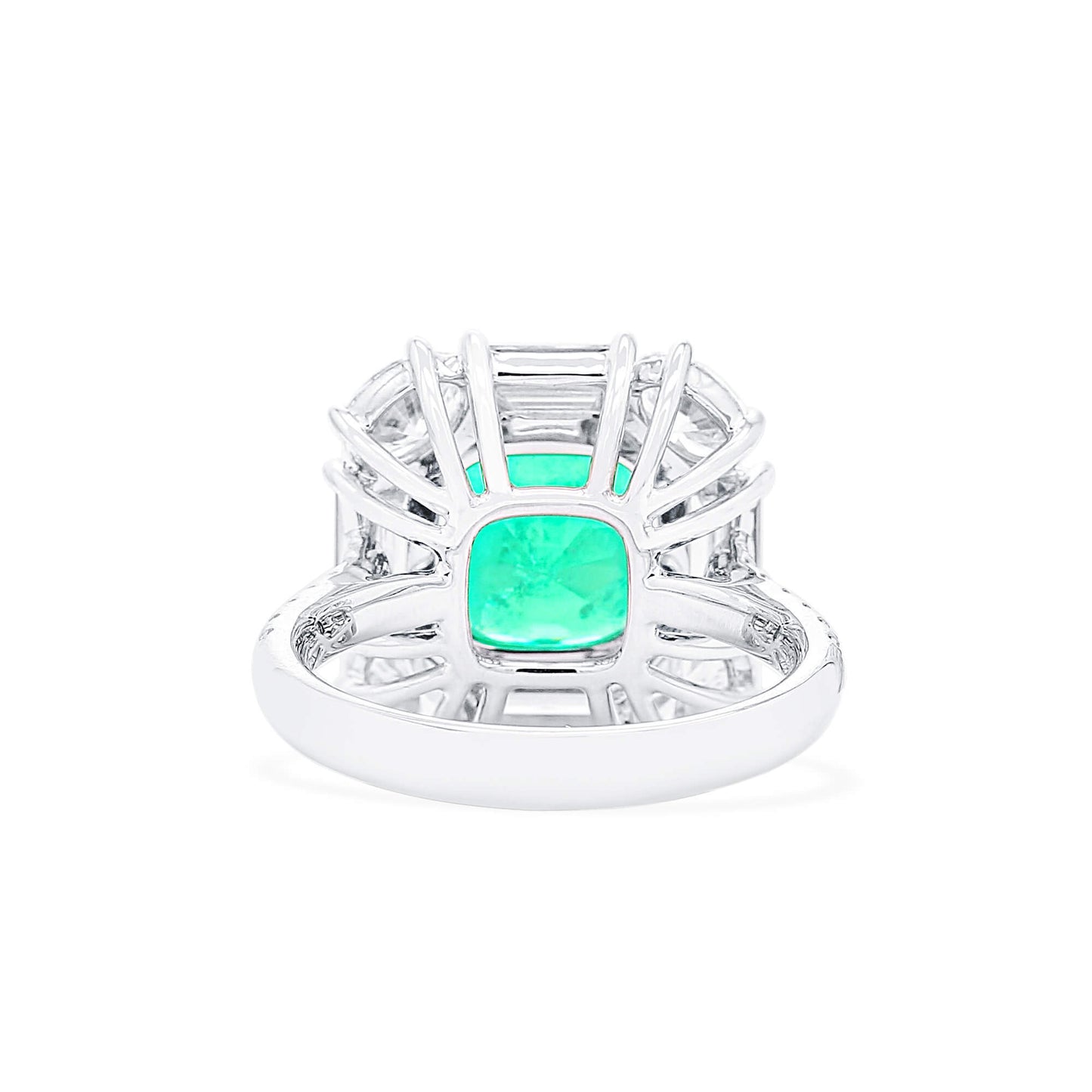 Natural Vivid Green Colombia Emerald Ring, 6.06 Ct. TW, Cushion shape, GRS Certified