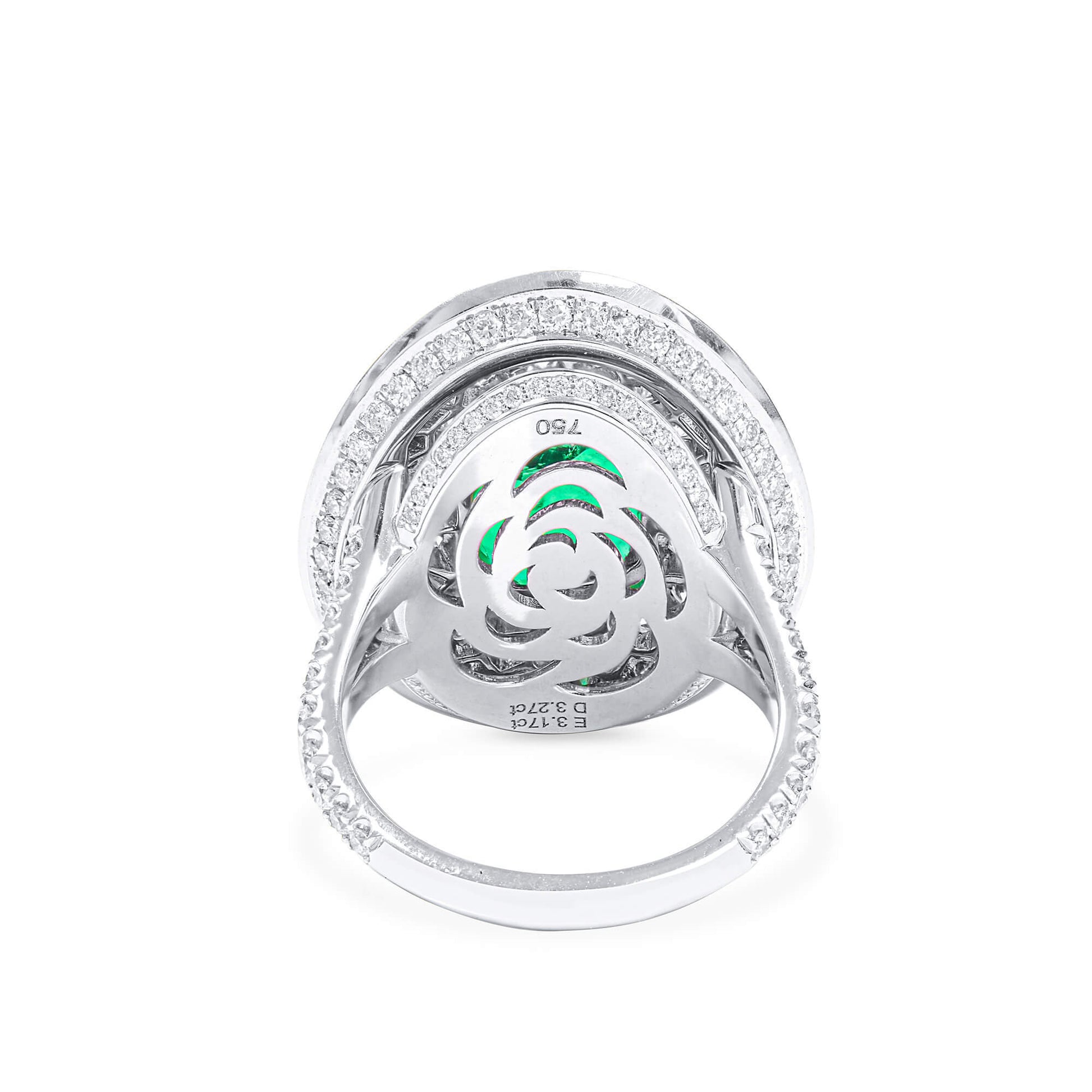 Natural Vivid Green Colombia Emerald Ring, 6.44 Ct. TW, Emerald shape, GRS Certified
